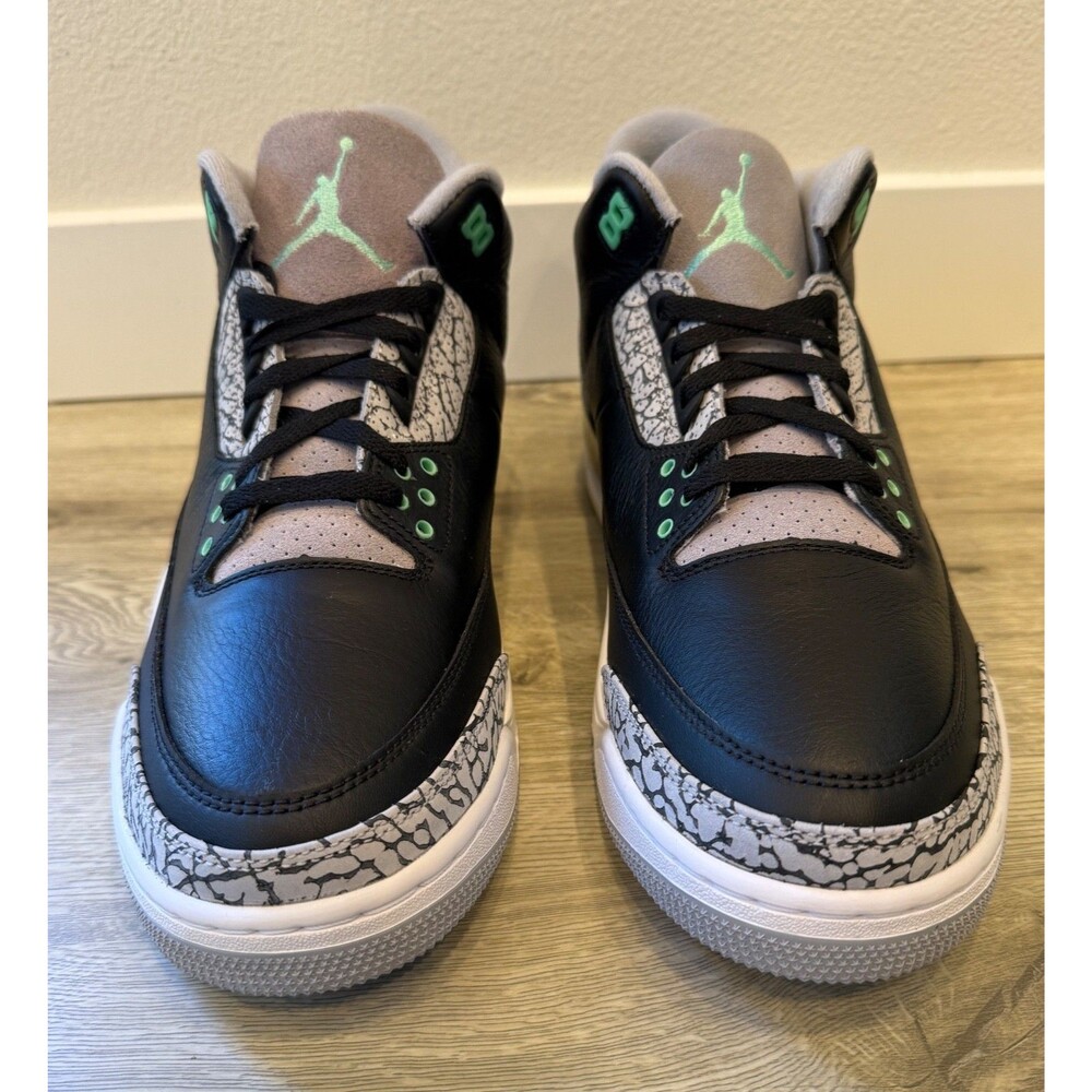 NWB AIR JORDAN 3 RETRO BLACK GREEN GLOW WOLF GREY Nike Men’s 12 CT8532-031 - Picture 5 of 15